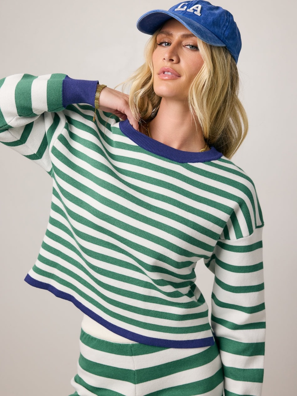 Keaton Striped Top in Green